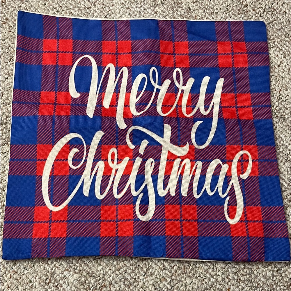 *Plaid Merry Christmas Pillow Cover